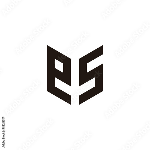 Letter es shield geometric symbol simple logo vector