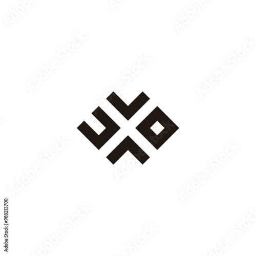 Letter U, v, o and A square geometric symbol simple logo vector