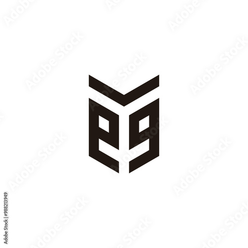 Letter V and e and g shield geometric symbol simple logo vector