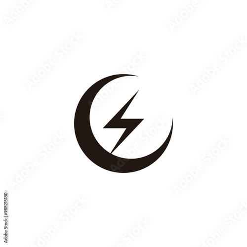 crescent moon and lightning geometric symbol simple logo vector Free Download crescent moon and lightning geometric symbol simple logo vector - GFXLoad
