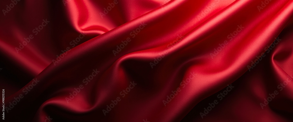 Fototapeta premium Red Satin Fabric Draped Background