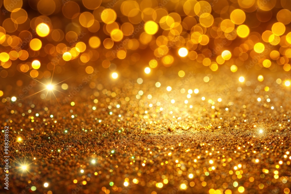 Golden glitter background with sparkling lights festive atmosphere Golden glitter background with sparkling lights festive atmosphere