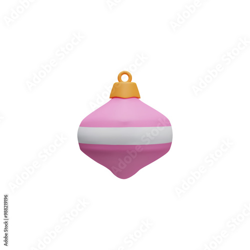 Vector 3D illustration of a Christmas tree toy in a cartoon plasticine style.