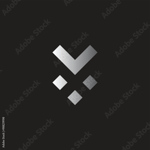 Letter v and x squares geometric symbol simple logo vector