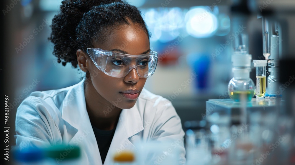 A breast cancer research scientist working in a lab A breast cancer research scientist working in a lab