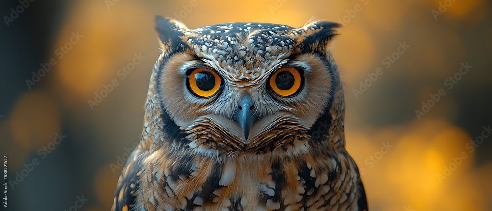 A close-up portrait of an owl with sharp, focused eyes. A close-up portrait of an owl with sharp, focused eyes.