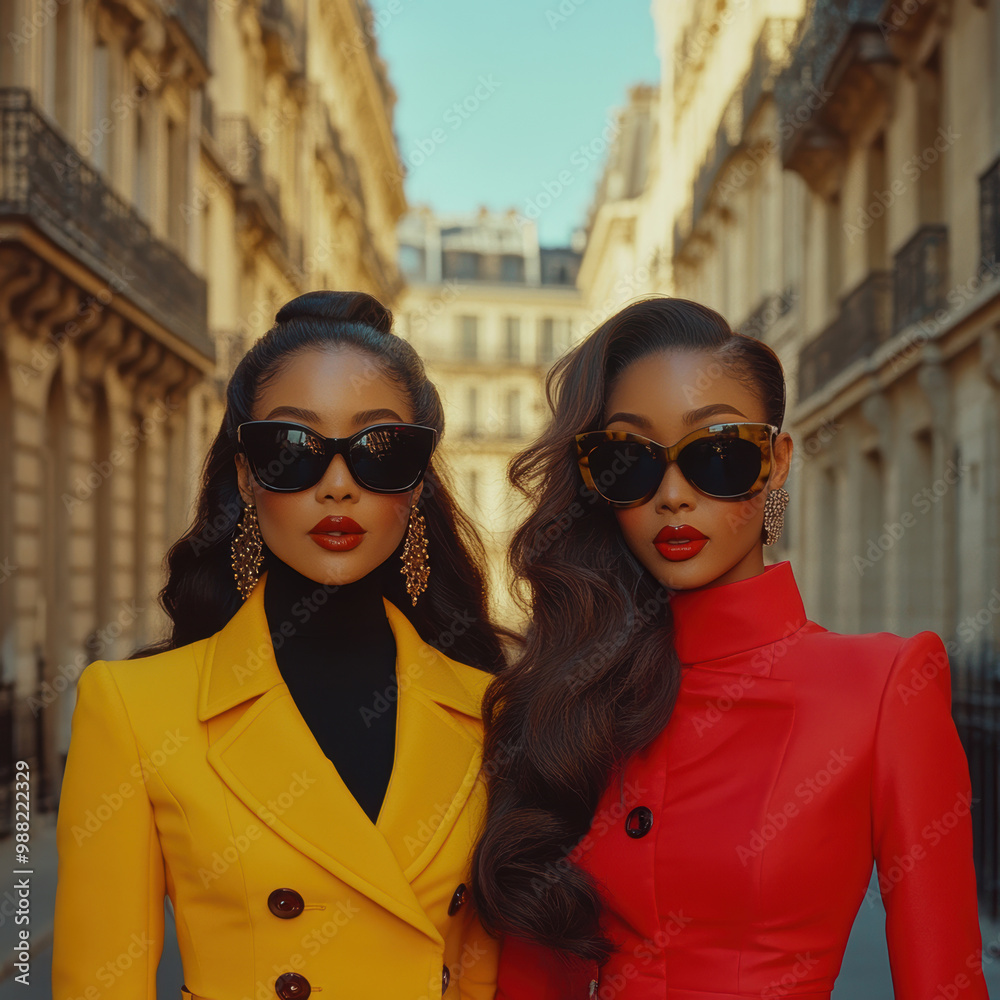 Women photographed on the street, all 70s style. AI generative Women photographed on the street, all 70s style. AI generative