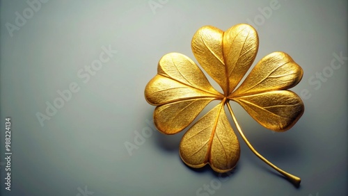 Golden four leaf clover leaves symbolizing luck and good fortune, luck, fortune, four leaf clover, golden, symbol, plant, nature