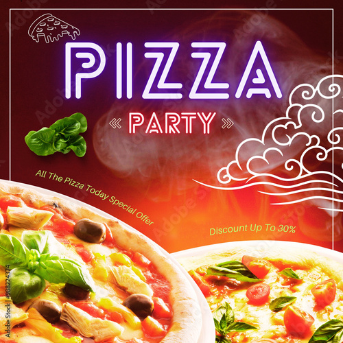 Delicious pizza social media post template