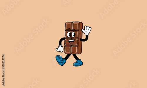 Cheerful chocolate bar character walking with a smile
