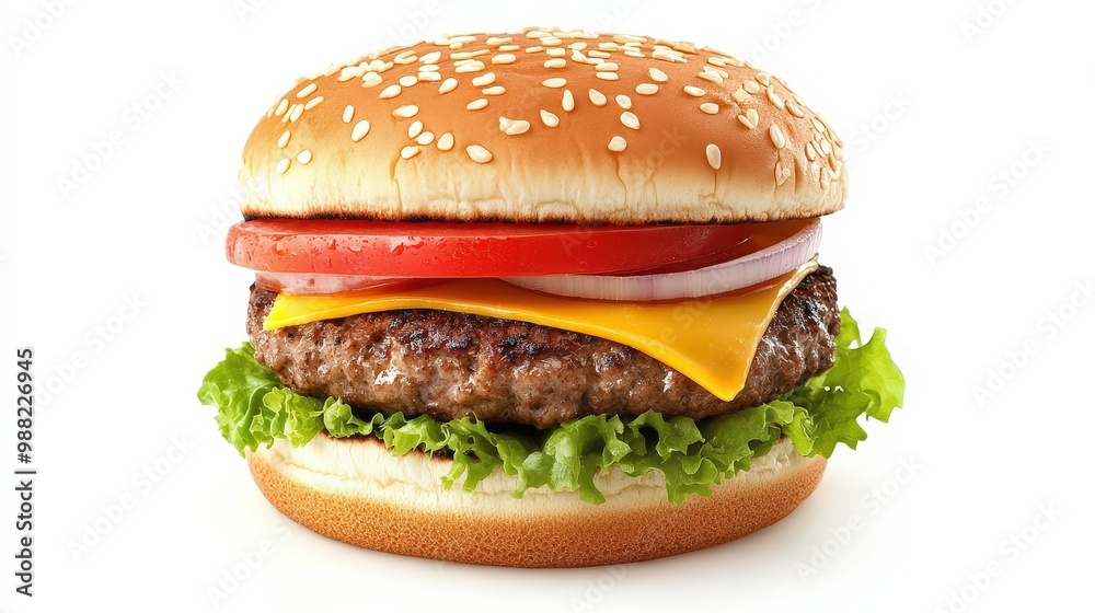 Vector Illustration of Fresh Hamburger in Minimal Style on White Background with Layers and Ingredients Detailing Vector Illustration of Fresh Hamburger in Minimal Style on White Background with Layers and Ingredients Detailing
