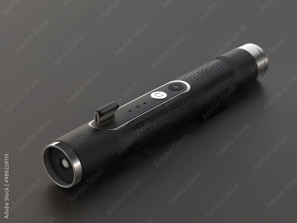 A 3D render of a sleek, portable voice recorder with a clipon feature A 3D render of a sleek, portable voice recorder with a clipon feature