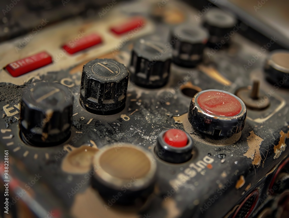 A detailed view of a dictaphones control buttons