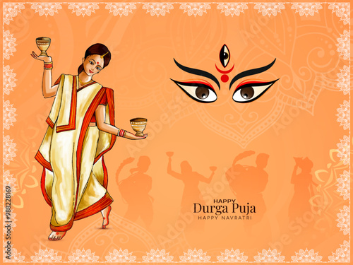 Happy Durga puja and Navratri cultural Indian festival background