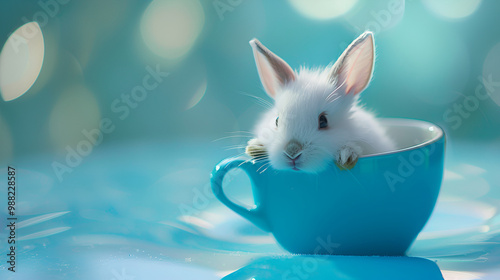 Tiny mouse inside a blue teacup, an adorable and whimsical scene perfect for lovers of small animals, animal photography, and charming, playful moments captured in a unique setting