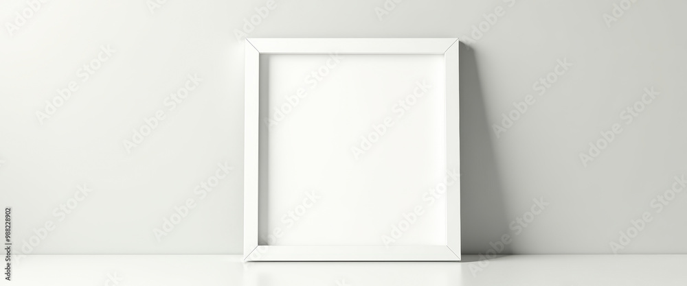 Blank White Frame on White Wall Blank White Frame on White Wall