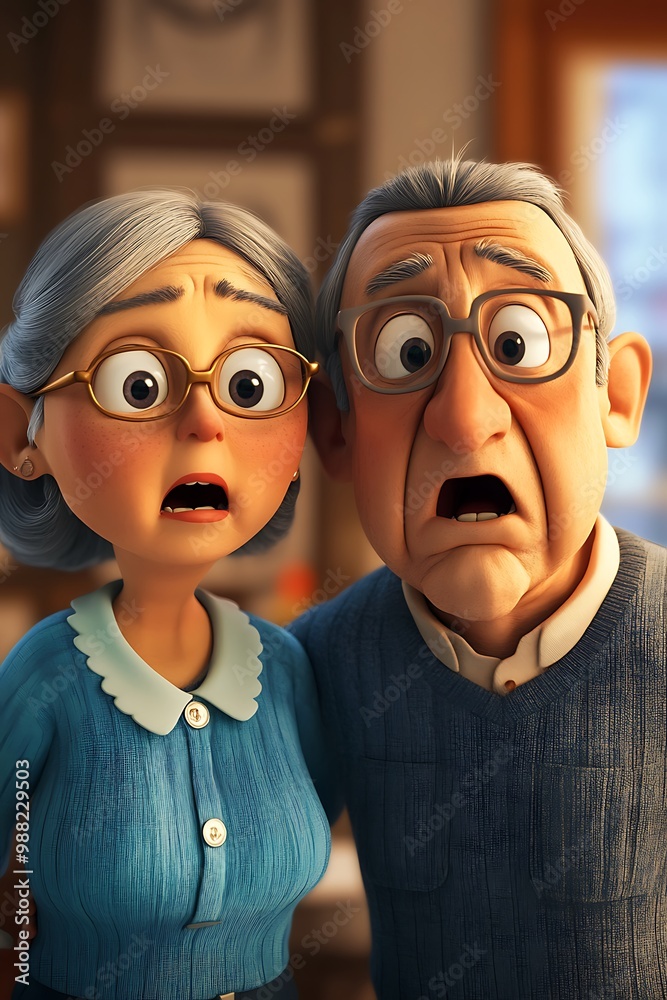 Surprised Senior Couple Illustration Surprised Senior Couple Illustration