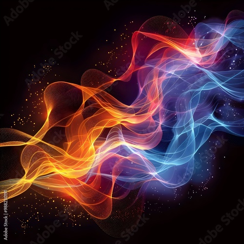 Vibrant Abstract Sound Wave Patterns Representing Digital Audio Frequencies and Energy Dynamics