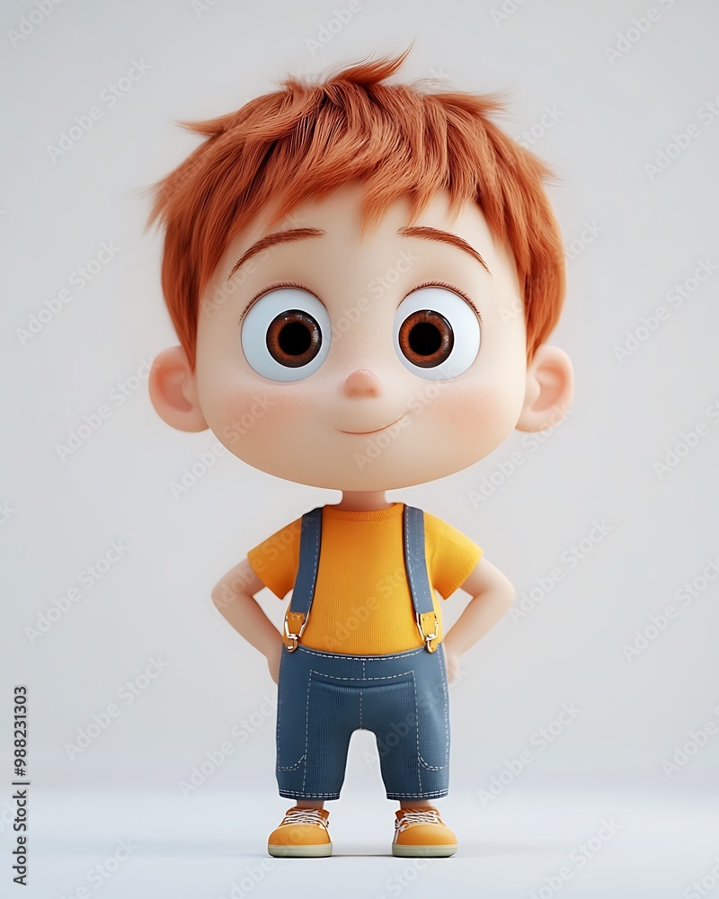 Cute 3D Cartoon Character Illustration of a Little Boy Cute 3D Cartoon Character Illustration of a Little Boy