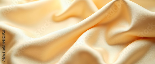 Abstract Close-Up of Cream Satin Fabric