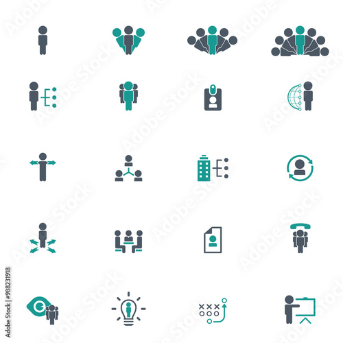 Universal business management and human resources icon set. Universal icons for web and mobile. Vector.