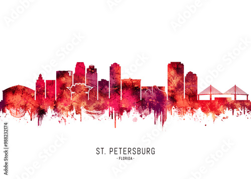 Obraz na płótnie St. Petersburg Florida Skyline Red w salonie