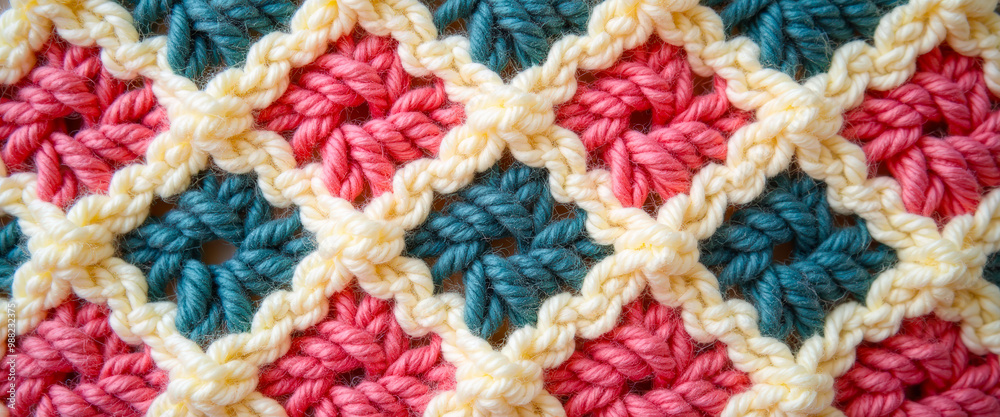 Close Up Of Colorful Crochet Texture Close Up Of Colorful Crochet Texture