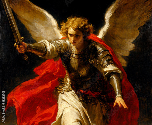  archangel Gabriel in all his pride and glory. AI generative. photo