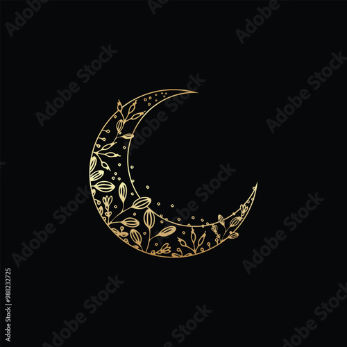 Golden cresent moon temporary tattoo