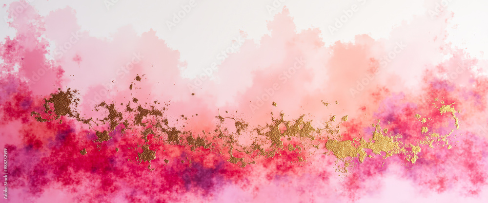 Abstract pink and gold watercolor background