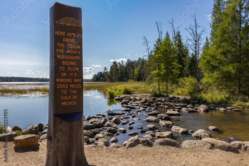 Lake Itasca at Itasca State Park near Bemidji Minnesota is the headwaters of the Mississippi River