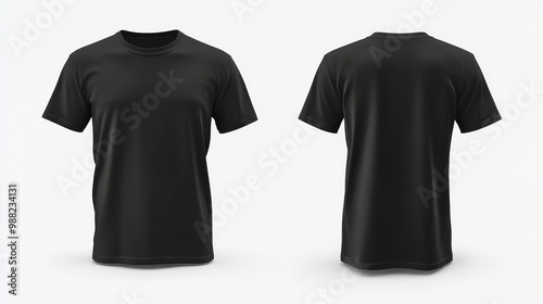 Black t-shirt mockup. T-shirt front and back template