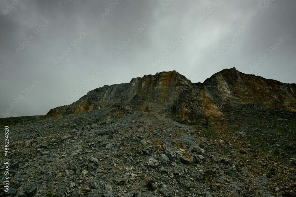 Misty and foggy condition of Mount Papandayan, Garut, Indonesia. Landscape with mysterious and spooky atmosphere Misty and foggy condition of Mount Papandayan, Garut, Indonesia. Landscape with mysterious and spooky atmosphere