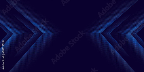 Digital Halftone Arrows Pointing To The Center. Abstract Technology Background. Hi-Tech Business Presentation Template. Vector Illustration.