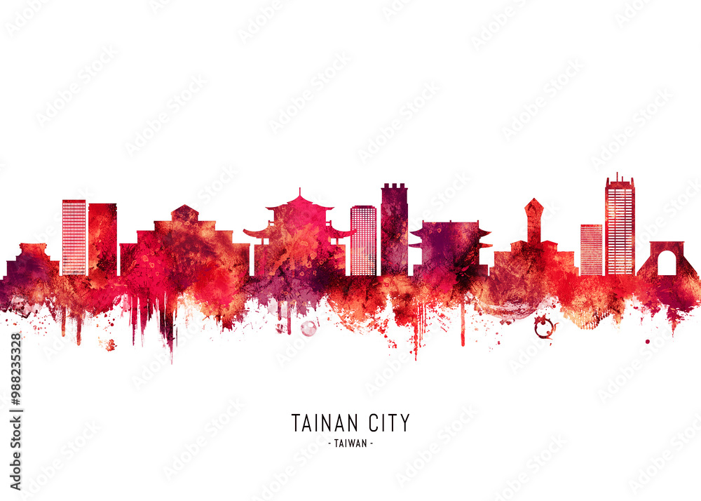 Tainan City Taiwan Skyline Red Tainan City Taiwan Skyline Red