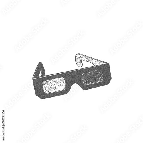 Vector illustration of 3D glasses with grainy photocopy effect in pop art style.