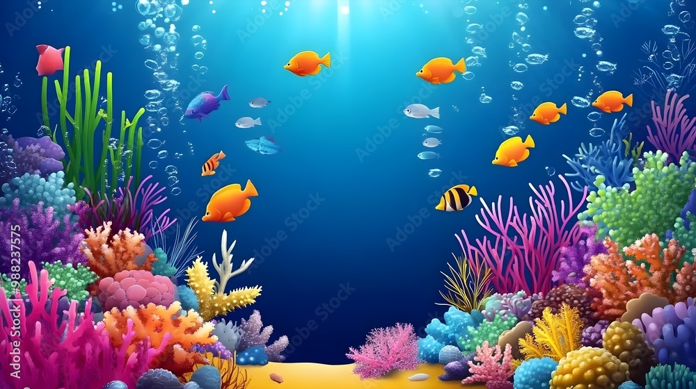 Fototapeta premium Vibrant underwater coral reef scene