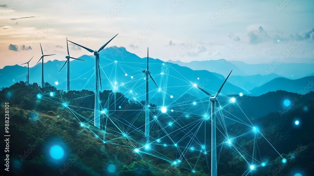 © Pixel Alchemist - Wind turbines on a mountain landscape