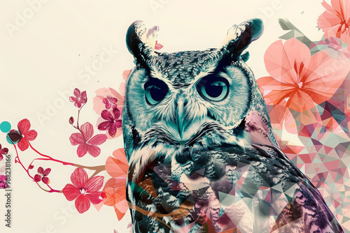 owl graphic pattern on background photo