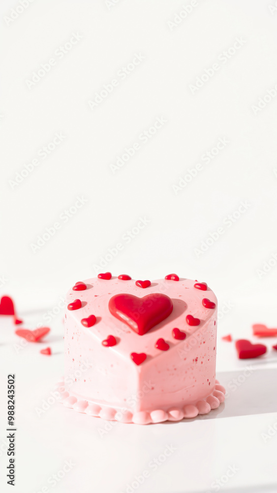 Pink heart shaped cake with red heart frosting Pink heart shaped cake with red heart frosting