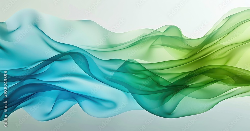 Fototapeta premium Abstract wavy design in blue and green hues, representing fluidity and movement.
