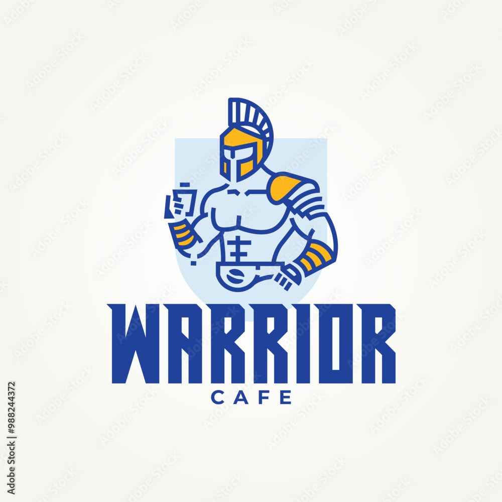 minimalist a warrior holding a coffee line art icon logo vector illustration design. simple modern cafe and restaurant logo concept minimalist a warrior holding a coffee line art icon logo vector illustration design. simple modern cafe and restaurant logo concept