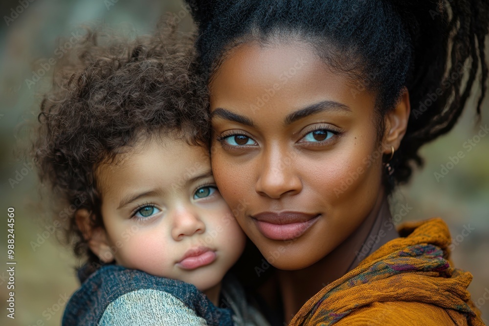 A close-up of a Black woman hugging her child, capturing a moment of love and protection that reflects the deep bond and nurturing spirit of motherhood A close-up of a Black woman hugging her child, capturing a moment of love and protection that reflects the deep bond and nurturing spirit of motherhood