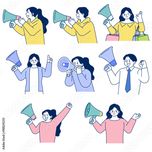 Loudspeaker, megaphone, advertising, promotion, guidance, guide, notification, rumors, events, discounts, 