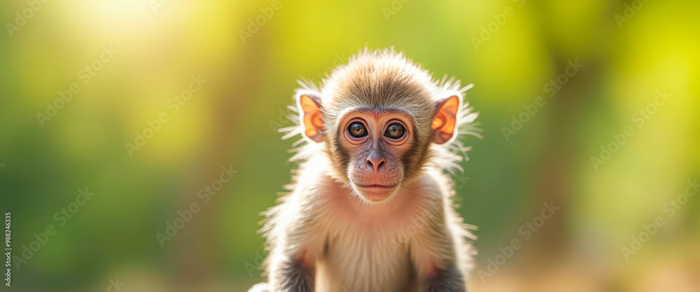 Fototapeta premium Close-up Portrait of a Curious Baby Monkey