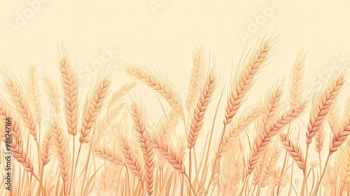 Minimalist Wheat Harvest Illustration on Pastel Background