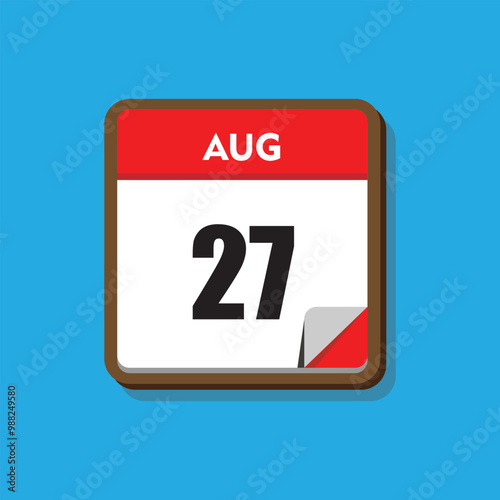 calender icon, 27 august icon with blue background