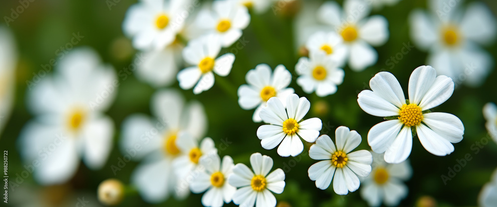 Fototapeta premium Delicate White Daisies in a Field of Green