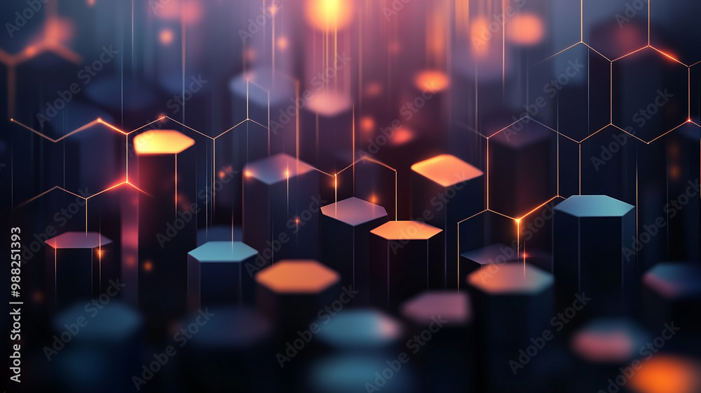 Fototapeta premium Abstract 3d technology hexagon shape background. Digital technology concept. dark background technology background.