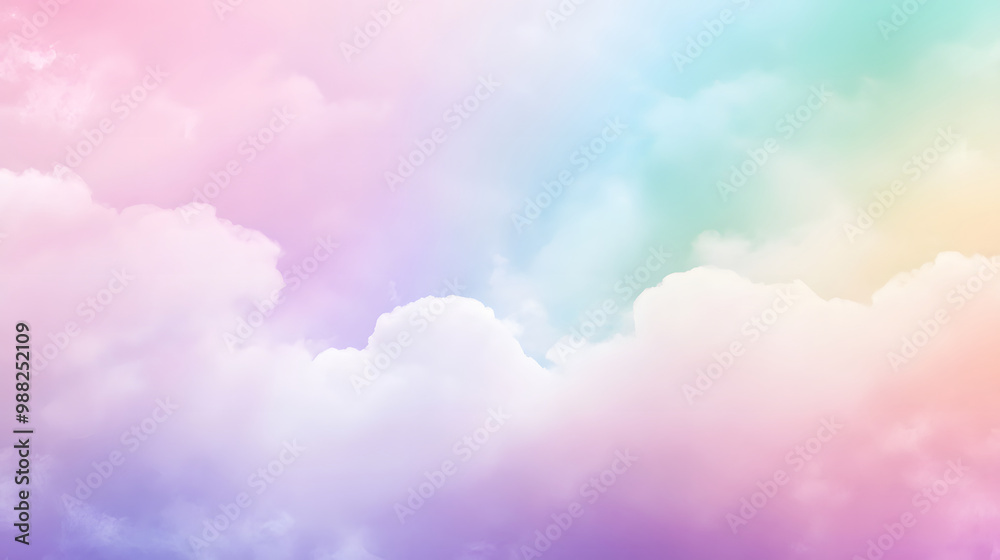 Obraz premium A cheerful rainbow pastel background with gentle hues blending softly from pink to mint and lavender